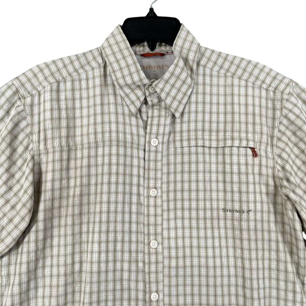 Simms Fishing Shirt Mens M Plaid COR3 Ventilated Sun Protection Outdoor Angling